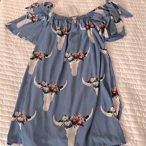 Rosie daze boutique cow off the shoulder dress SMALL NEW